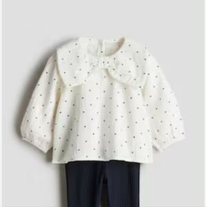 H&M Peterpan Collar Polkadot Cotton Blouse Size 9-12 Months
